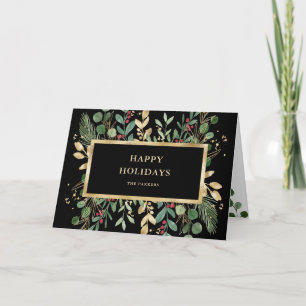 Tarjeta Festiva Verde dorado negro   NAVIDADES