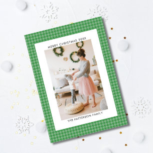 Tarjeta Festiva Verde Esmeralda de Menta Cuadro de Perro Foto Navi