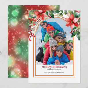Tarjeta Festiva Verde Floral Crea tu Propia Foto Personalizada