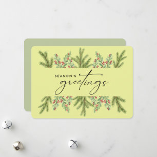 Tarjeta Festiva Verde invernal elegante negocio AÑADIR LOGO