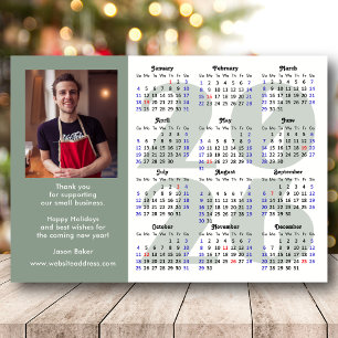 Tarjeta Festiva Verde Minimalista del sabio del calendario de la e