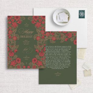 Tarjeta Festiva Verde Morris-oscuro