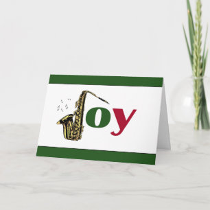 Tarjeta Festiva Verde rojo de la alegría saxofónica