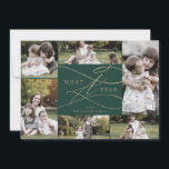 Tarjeta Festiva Verde romántico de oro qué familia fotográfica de<br><div class="desc">Este romántico verde dorado que una tarjeta de vacaciones familiar fotofamiliar de 7 años es el sencillo y perfecto saludo de vacaciones. El moderno diseño clásico presenta vistosos remolinos y florituras con una preciosa y elegante tipografía de Relieve metalizado de oro con chaflán a mano con letras falsas y oro....</div>