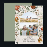 Tarjeta Festiva Verde sabio 3 festividad de arco botánico elegante<br><div class="desc">Negro,  natural,  verde sabio y terracota floral floral elegante arco multi 3 foto Feliz Navidad tarjeta de vacaciones.</div>