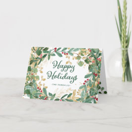 Tarjeta Festiva Verdor dorado | Felices fiestas