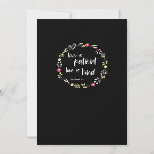 Tarjeta Festiva Verso de la Biblia cristiana El amor es paciente E
