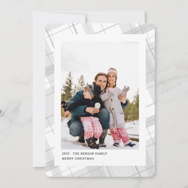 Tarjeta Festiva Vertical de foto mínima colocada en una foto (Anverso)