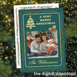 Tarjeta Festiva Very Merry Christmas Two Photo