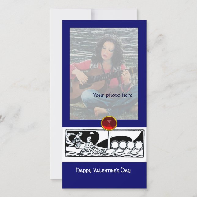 Tarjeta Festiva VESSEL ANTIGUO,AMANTE Gema Rojo Azul Blanco Negro (Anverso)