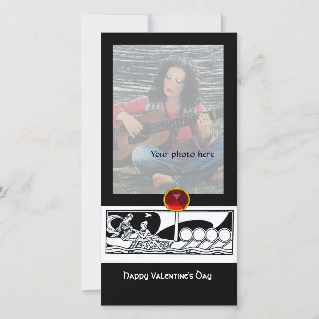 Tarjeta Festiva VESSEL ANTIGUO Y AMA Gema Rojo Ruby Gem Blanco Neg (Anverso)