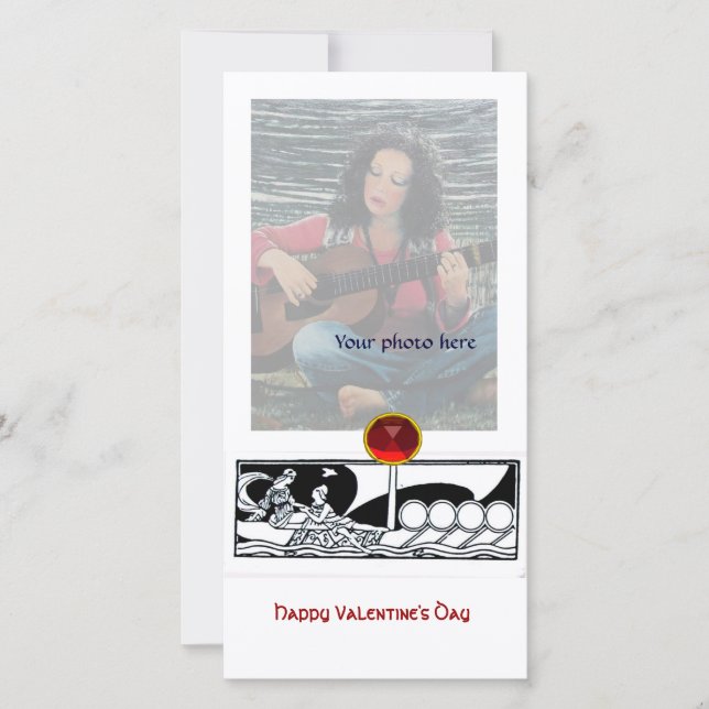 Tarjeta Festiva VESSEL ANTIGUO Y AMA Gema Rojo Ruby Gem Blanco Neg (Anverso)