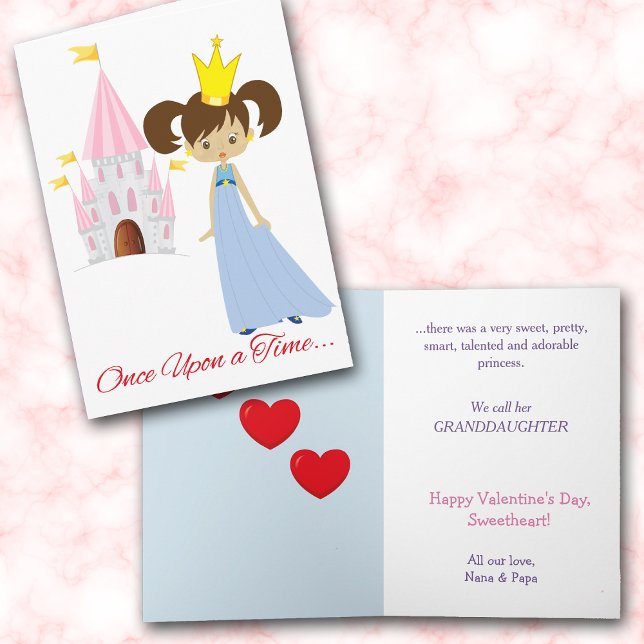 Tarjeta Festiva Vestido azul Princesa Nieta Valentine (Subido por el creador)