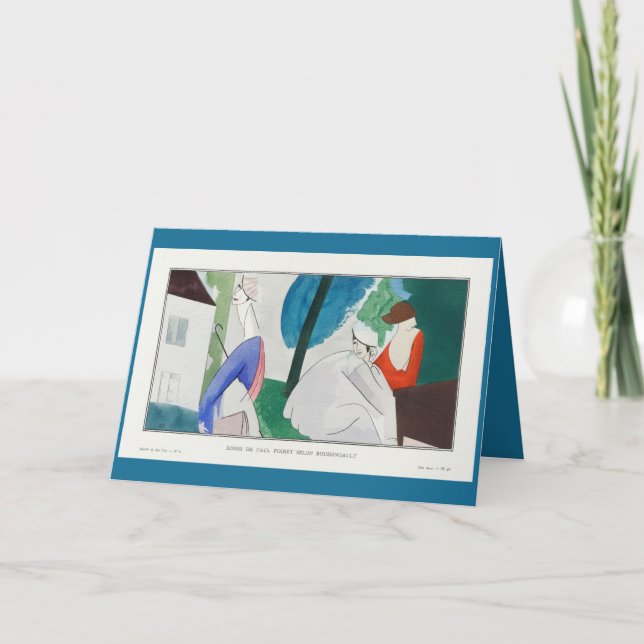 Tarjeta Festiva Vestidos de Paul Poiret Según Boussingault (Anverso)