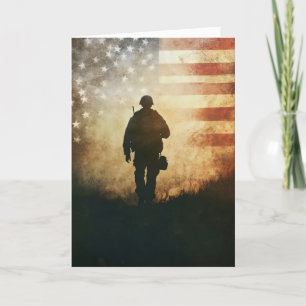 Tarjeta Festiva Veterano soldado de la bandera de Estados Unidos