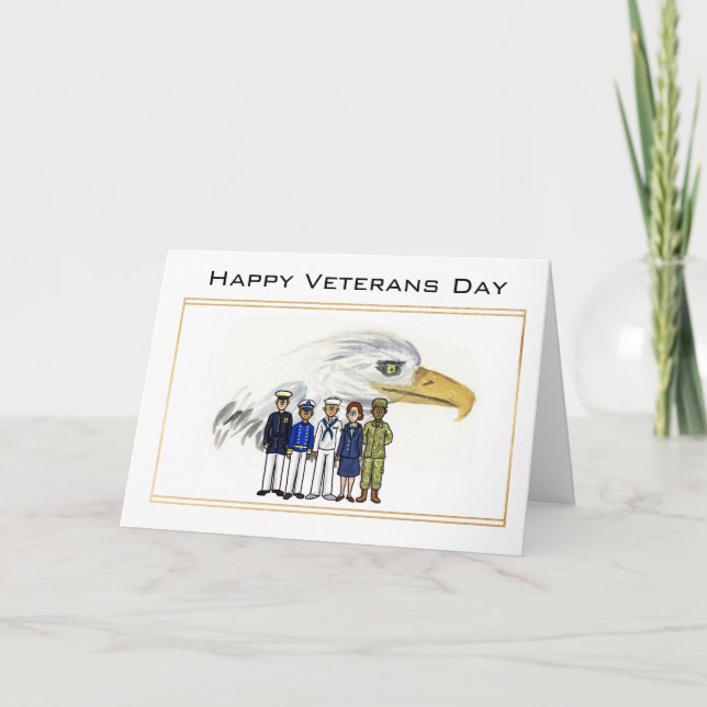Tarjeta Festiva Veterans Day Service Member & American Eagle Card (Anverso)