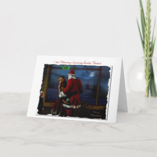 Tarjeta Festiva Vi a mamá besando Santa Cláusula