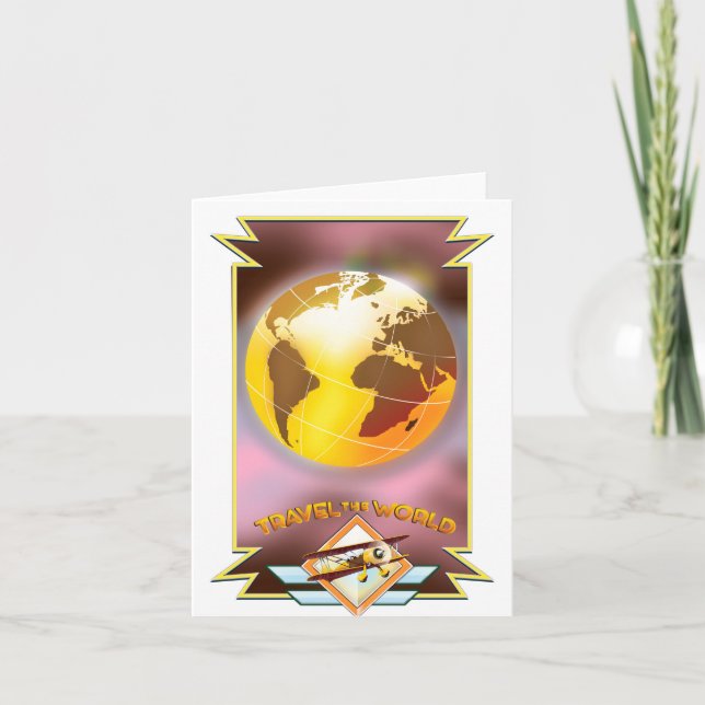 Tarjeta Festiva Viaja por el Globo de Oro del Mundo (Anverso)