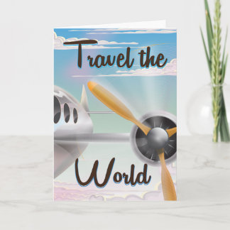Tarjeta Festiva Viaje con el poster del avión World Classic