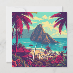 Tarjeta Festiva Viaje de estilo vintage en Hawái Honolulu Mid-Paci