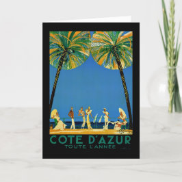 Tarjeta Festiva Viaje del francés de Cote d'Azur del vintage