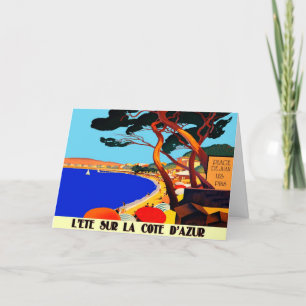Tarjeta Festiva Viaje del francés de Cote d'Azur del vintage