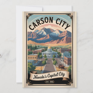 Tarjeta Festiva Viaje Retro Carson City Nevada Vintage