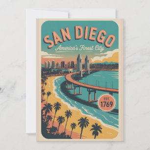 Tarjeta Festiva Viaje Retro Vintage San Diego California