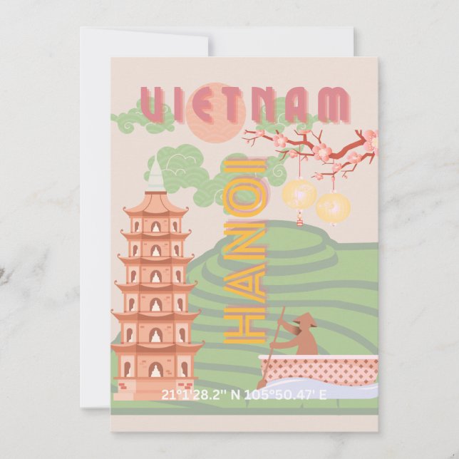 Tarjeta Festiva Viajes de Vietnam, cosecha (Anverso)