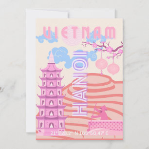 Tarjeta Festiva Viajes de Vietnam, rosa