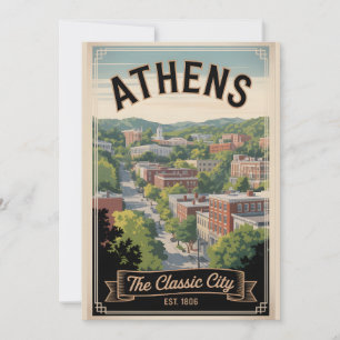 Tarjeta Festiva Viajes Retro a Athens Georgia
