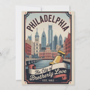 Tarjeta Festiva Viajes Retro Filadelfia Pensilvania Vintage