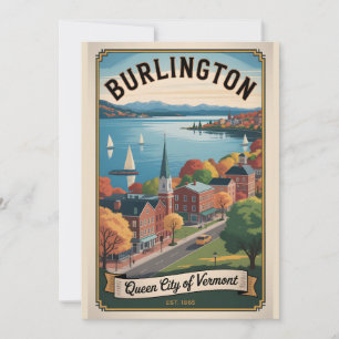 Tarjeta Festiva Viajes Retro Vintage Burlington Vermont