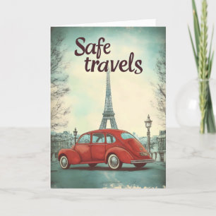 Tarjeta Festiva Viajes seguros en coche retro París