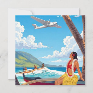 Tarjeta Festiva Viajes Vintage a Hawái