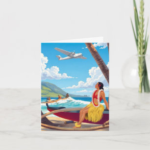 Tarjeta Festiva Viajes Vintage Hawaii