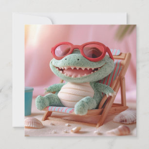 Tarjeta Festiva Vibes de verano: Un cocodrilo chileno en vacacione