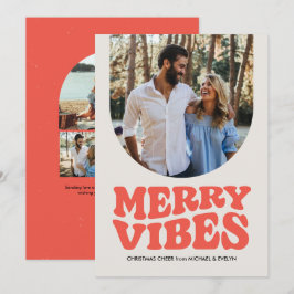 Tarjeta Festiva Vibraciones alegres divertida foto retro de Navida