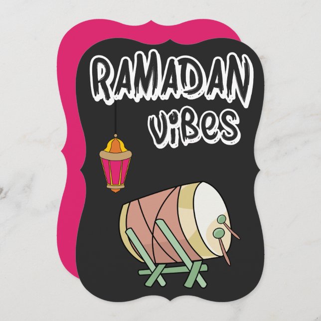 Tarjeta Festiva Vibraciones de Ramadán- Suhour, Iftar, Hilal- رمضا (Anverso / Reverso)