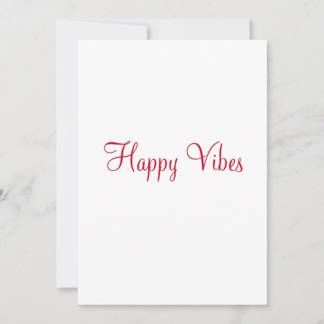 Tarjeta Festiva vibraciones felices rojas de vacaciones simple cal (Anverso)