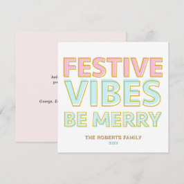 Tarjeta Festiva Vibraciones Festivas Coloridas Modernas Sé Alegre