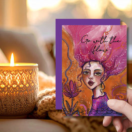 Tarjeta Festiva Vibrant Go with the flow Inspirational Woman Card