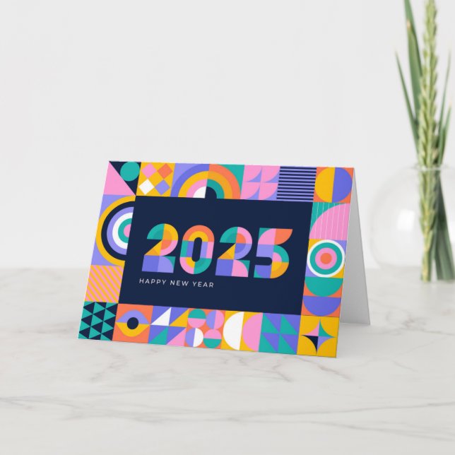 Tarjeta Festiva Vibrante Año Nuevo 2025 (Anverso)