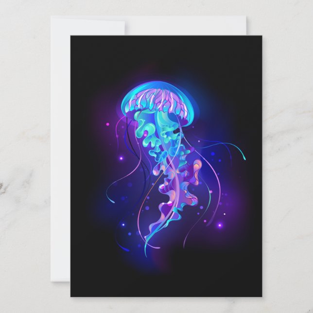Tarjeta Festiva Vibrante color Glustre medusas (Anverso)