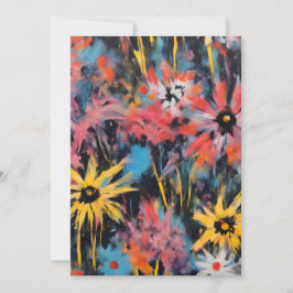 Tarjeta Festiva Vibrante Graffiti Flores Arte