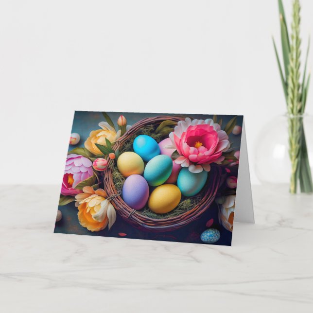 Tarjeta Festiva Vibrante Ilustracion elegante de Pascua (Anverso)