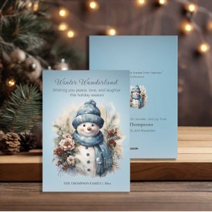 Tarjeta Festiva Vibrante País de las Maravillas de Invierno Muñeco