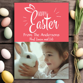 Tarjeta Festiva Vibrante Pastel Rosa Feliz Personalizado de Pascua