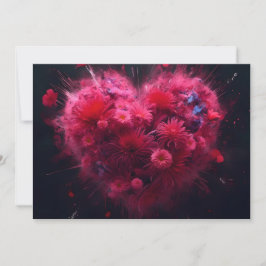 Tarjeta Festiva Vibrante ráfaga de corazón rosado