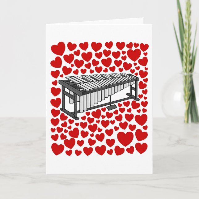 Tarjeta Festiva Vibraphone With Hearts Valentines Anniversary Card (Anverso)
